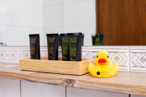 Fair Trade Produkte im Badezimmer verfügbar